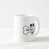 かわいいキャラクターの子犬の骨のカスタム名入り コーヒーマグカップ (正面右)
