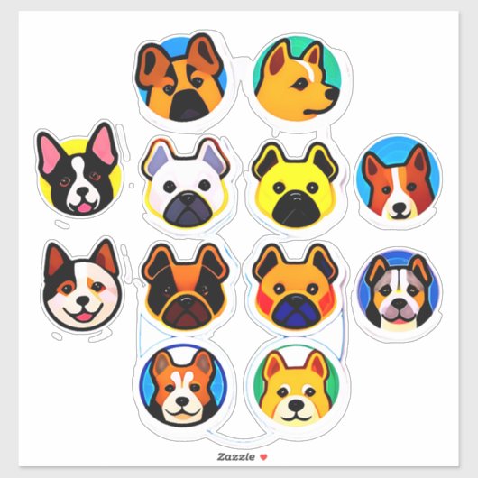 かわいいキャラクターの子犬コレクション シール (シート)