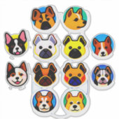 かわいいキャラクターの子犬コレクション シール (正面)