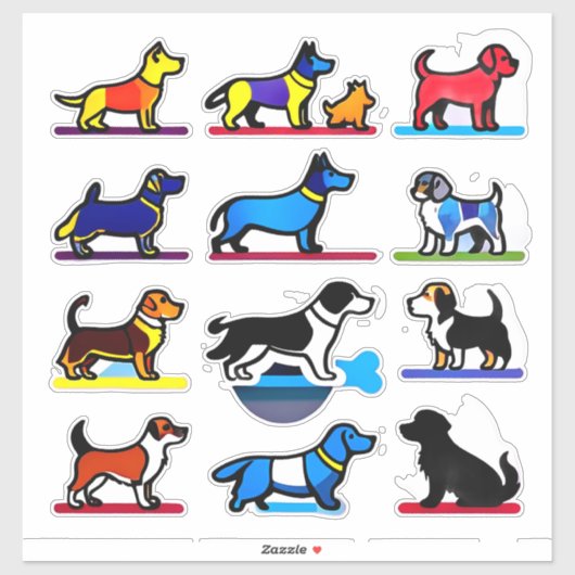 かわいいキャラクターの子犬コレクション シール (シート)