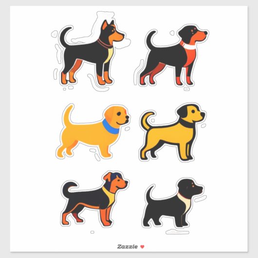 かわいいキャラクターの子犬コレクション シール (シート)