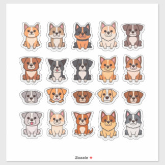 かわいいキャラクターの子犬コレクション シール