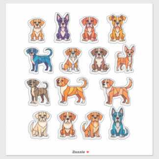かわいいキャラクターの子犬コレクション シール