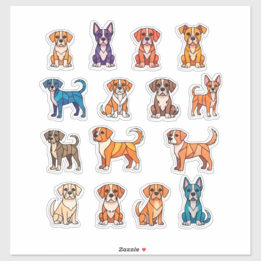 かわいいキャラクターの子犬コレクション シール (シート)