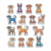 かわいいキャラクターの子犬コレクション シール (正面)