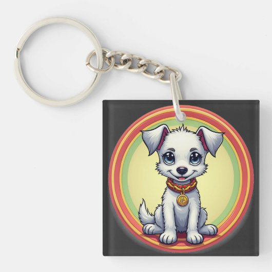 かわいいキャラクターの子犬 キーホルダー (正面)