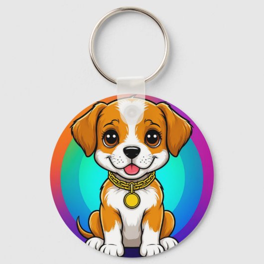 かわいいキャラクターの子犬 キーホルダー (正面)