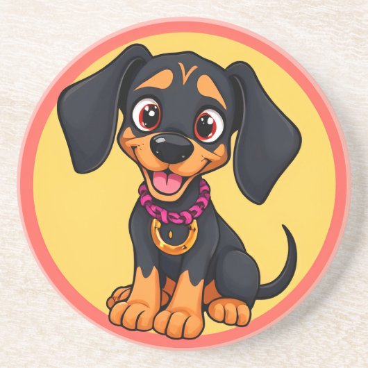 かわいいキャラクターの子犬 コースター (正面)