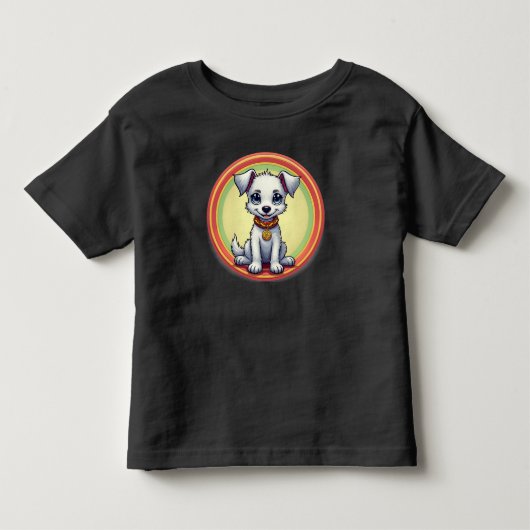 かわいいキャラクターの子犬 トドラーTシャツ (正面)