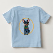 かわいいキャラクターの子犬 ベビーTシャツ (裏面)