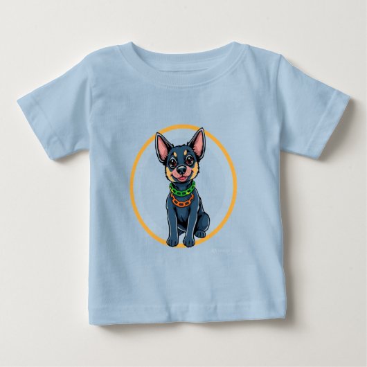 かわいいキャラクターの子犬 ベビーTシャツ (正面)
