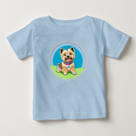 かわいいキャラクターの子犬 ベビーTシャツ (正面)