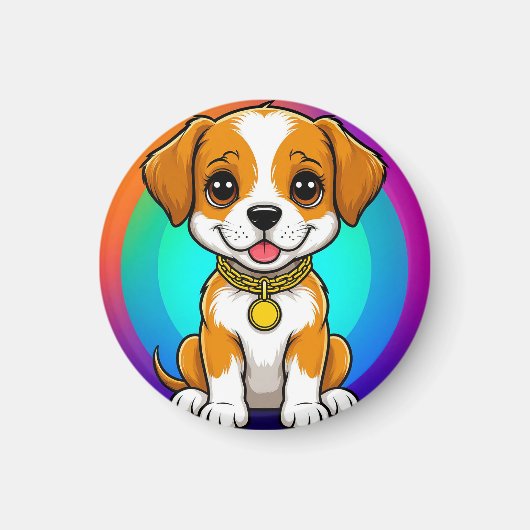 かわいいキャラクターの子犬 マグネット (正面)