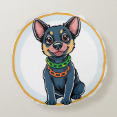 かわいいキャラクターの子犬 ラウンドクッション (裏面)