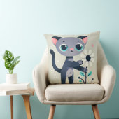 かわいいキャラクターの子猫が花を持っている クッション (椅子)
