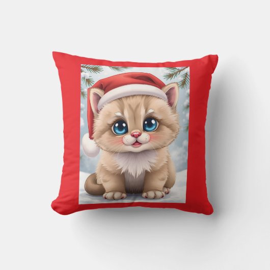 かわいいキャラクターの子猫のクリスマス クッション (正面)