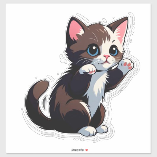 かわいいキャラクターの子猫 シール (シート)