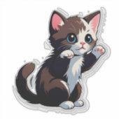 かわいいキャラクターの子猫 シール (正面)