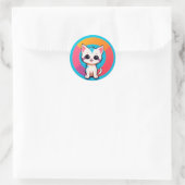 かわいいキャラクターの子猫 ラウンドシール (バッグ)