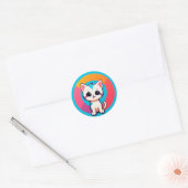 かわいいキャラクターの子猫 ラウンドシール (封筒)