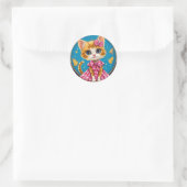 かわいいキャラクターの子猫 ラウンドシール (バッグ)