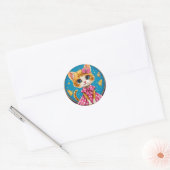 かわいいキャラクターの子猫 ラウンドシール (封筒)