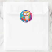 かわいいキャラクターの子猫 ラウンドシール (バッグ)