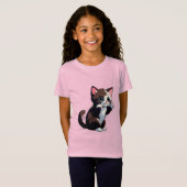 かわいいキャラクターの子猫 Tシャツ (正面フル)