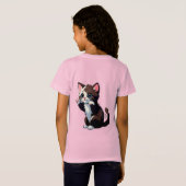 かわいいキャラクターの子猫 Tシャツ (裏面フル)