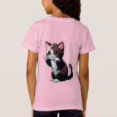 かわいいキャラクターの子猫 Tシャツ (裏面)