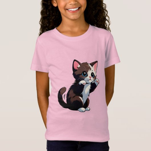 かわいいキャラクターの子猫 Tシャツ (正面)