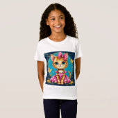 かわいいキャラクターの子猫 Tシャツ (正面フル)