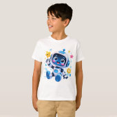 かわいいキャラクターの宇宙ロボット Tシャツ (正面フル)