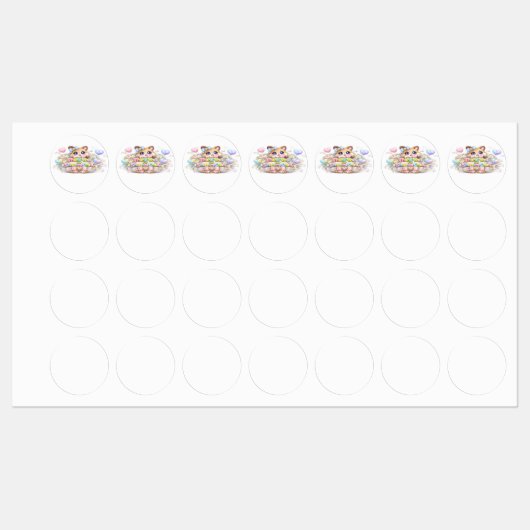 かわいいキャラクターの小さな猫のシールでお礼を伝えよう ラベル (シート)