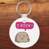 かわいいキャラクターの岩のユーモア、ロックだね キーホルダー (正面)