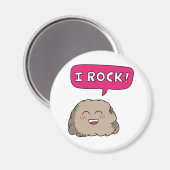 かわいいキャラクターの岩のユーモア「ロックだね！」 マグネット (正面/裏面)
