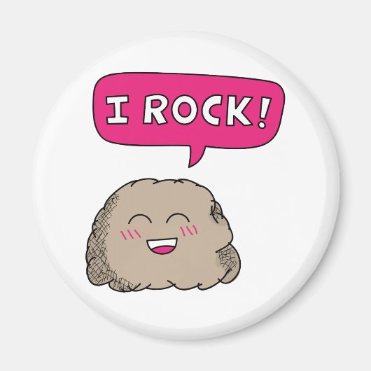 かわいいキャラクターの岩のユーモア「ロックだね！」 マグネット (正面)