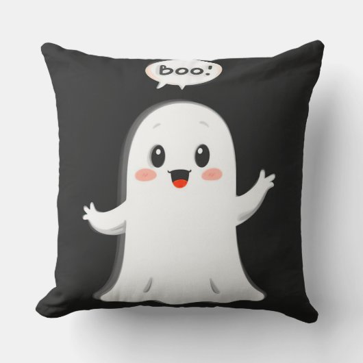 かわいいキャラクターの幽霊がブーと叫んでいる クッション (正面)