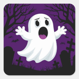 かわいいキャラクターの幽霊とハロウィンのお化け スクエアシール