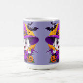 かわいいキャラクターの幽霊のウィッチハットハロウィンギフト コーヒーマグカップ (中央)