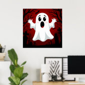 🎃 かわいいキャラクターの幽霊、ハロウィンのお化けの壁紙 ポスター (ホームオフィス)