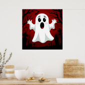 🎃 かわいいキャラクターの幽霊、ハロウィンのお化けの壁紙 ポスター (キッチン)