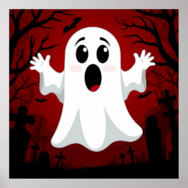 🎃 かわいいキャラクターの幽霊、ハロウィンのお化けの壁紙 ポスター