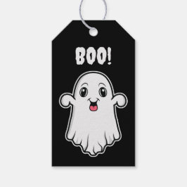 かわいいキャラクターの幽霊 ハロウィン 黒と白 ギフトタグ