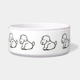 かわいいキャラクターの座っている犬のペットボウル ボウル