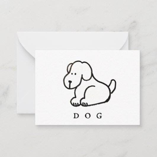 かわいいキャラクターの座る犬 ノートカード (正面)