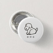 かわいいキャラクターの座る犬 缶バッジ (正面&裏面)