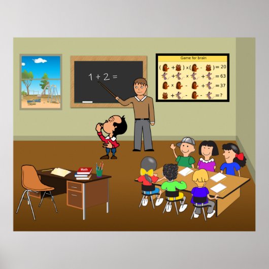 かわいいキャラクターの数学の授業 ポスター (正面)