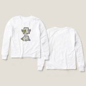 かわいいキャラクターの灰色のフクロウがぶどうを食べている (デザイン 正面&背面)