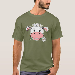 かわいいキャラクターの牛 かわいい農場の動物Tシャツ Tシャツ